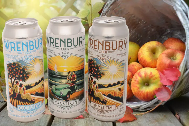 Wrenbury Cider cans with apples