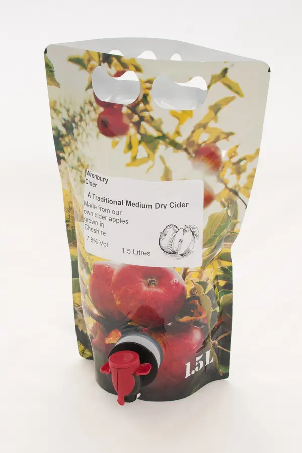 1.5 litre pouch of Wrenbury traditional still cider